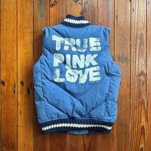 Victoria's Secret Pink True Pink Love blue w white quilted puffer vest XS/S